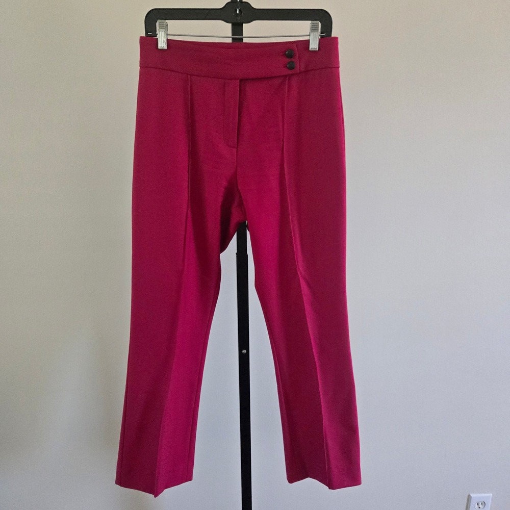 Veronica Beard Magenta Pink Virgin Wool Blend Pintuck Trousers Pants Size 6